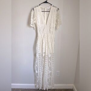 SOCIALITE ivory floral lace long dress| size S